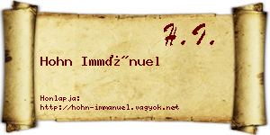 Hohn Immánuel névjegykártya